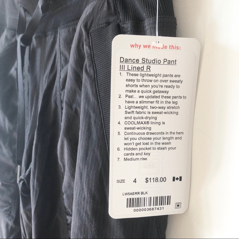 Lululemon Dance Studio Pant III Lined R - Picture 3 of 5